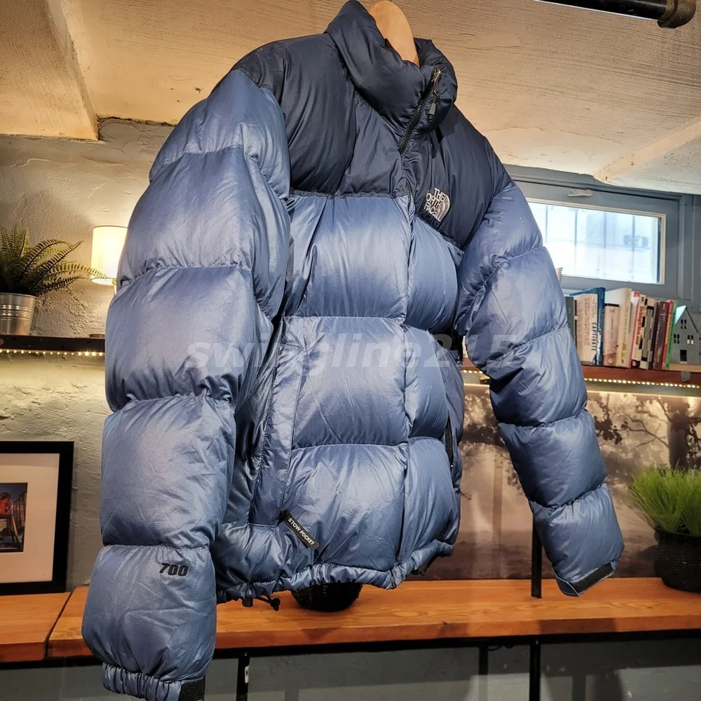 Vintage 00s North Face Nuptse 700 Goose Down Puffer Jacket Men Blue Men L - Picture 2 of 11